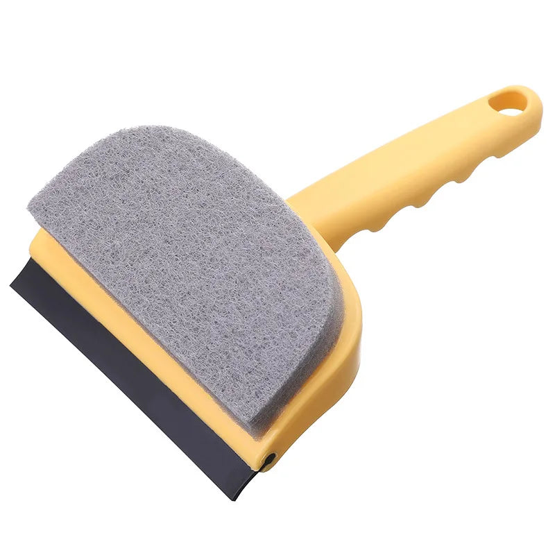 New Household Dual-Purpose Cleaning Brush Multifunctional Sponge Glass Cleaning Tool with Rubber Handle Window Squeegee