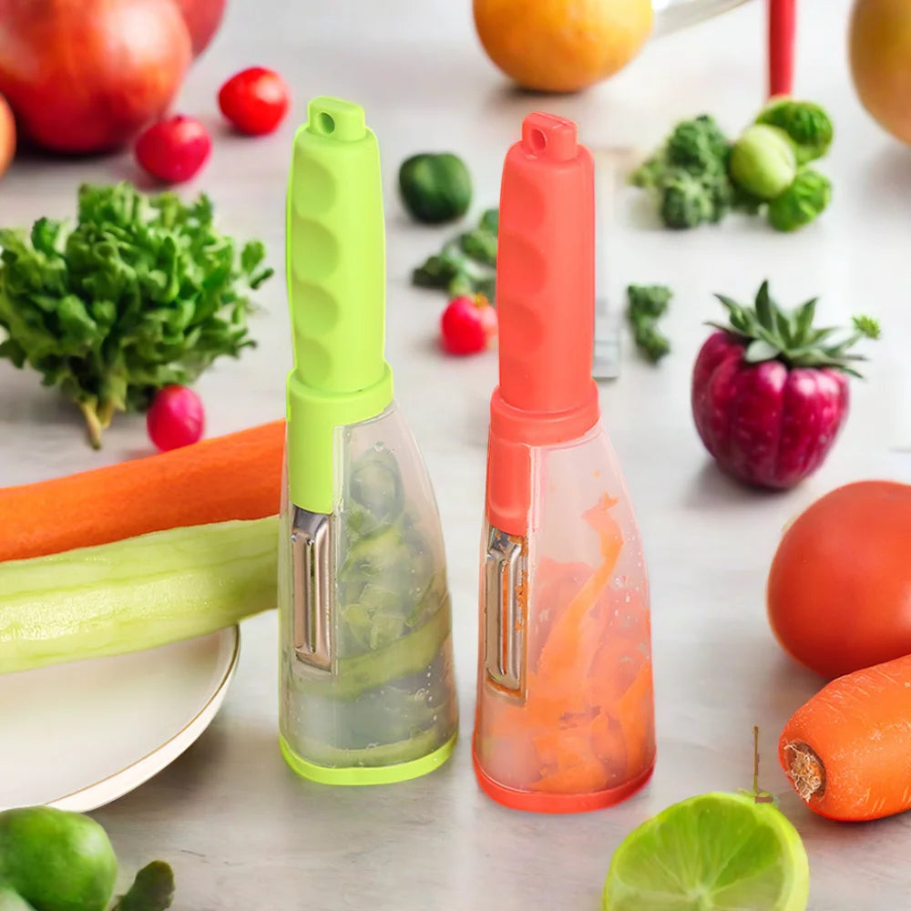 Multifunctional Kitchen Gadget Tools Carrot Peeling Knife Vegetable Fruit Peeler With Storage Box Container