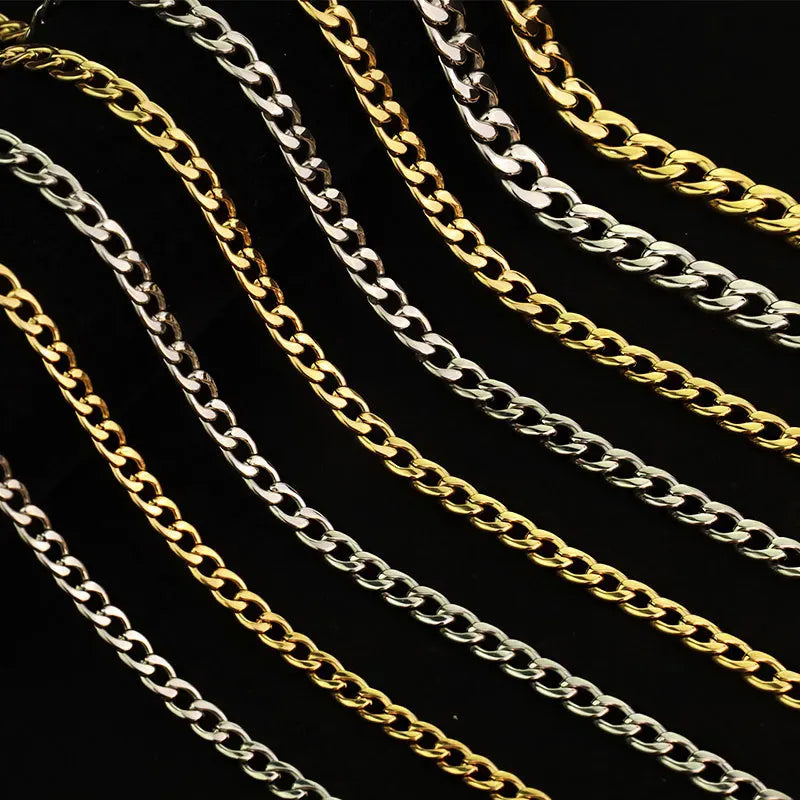 Wholesale Custom Jewelry 4mm-8mm Men's and Women's Necklaces Chain 18k Gold Plated Filled Stainless Steel Thick Nk Figaro Cha