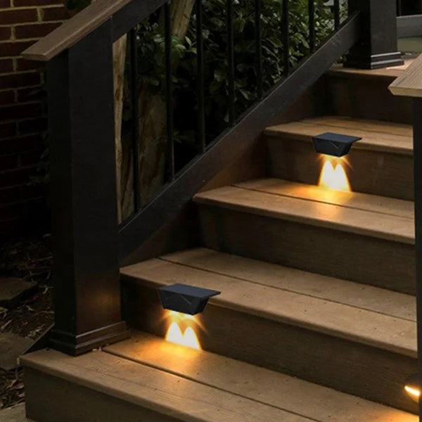 Mini Modern Decorative Residential Garden Fence Deck White Warm Waterproof Outdoor Cell Wall Light Led Solar Powered Step Lig