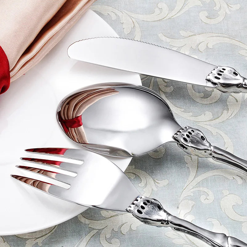 Cross-border Western Tableware Stainless Steel Knife Fork and Spoon Exaggerated Creative Skull Western Tableware Set