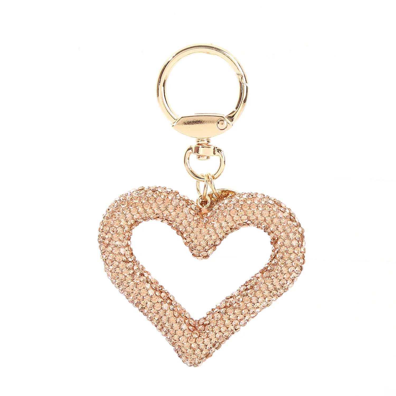 Bling Crystal Bling Rhinestone Heart Keychain Bag Charm Pendant Diamond Key Chains Women Lover Gift Heart Keyring Girly Keych