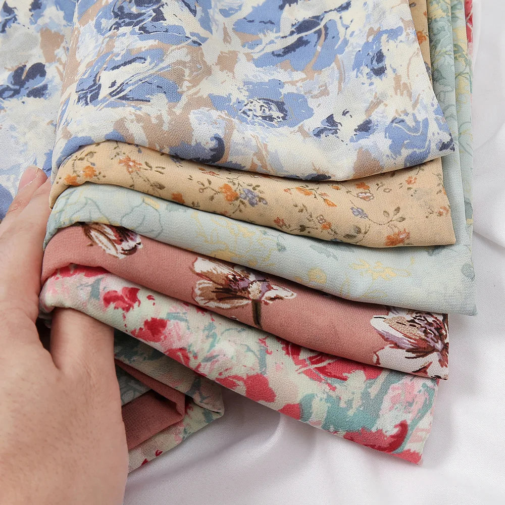 New Arrival 8 Colors Malaysia Women Muslim Scarf Turban Large Size Shawl Printed Floral Chiffon Hijab 116*116cm