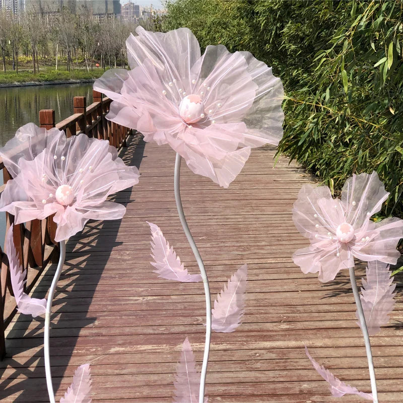EG-TG006 Indoor and Outdoor Handmade Silk Artificial Simulation Large Organza Flowers for Wedding and Christmas Decoration