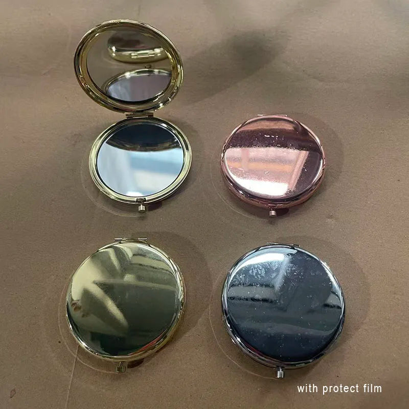 6.5CM Wholesale Double-Sided 1X/2X Round Mirror Magnifying Metal Pocket Makeup Mirrors Pocket Travel Metal Small Cosmetic Mir