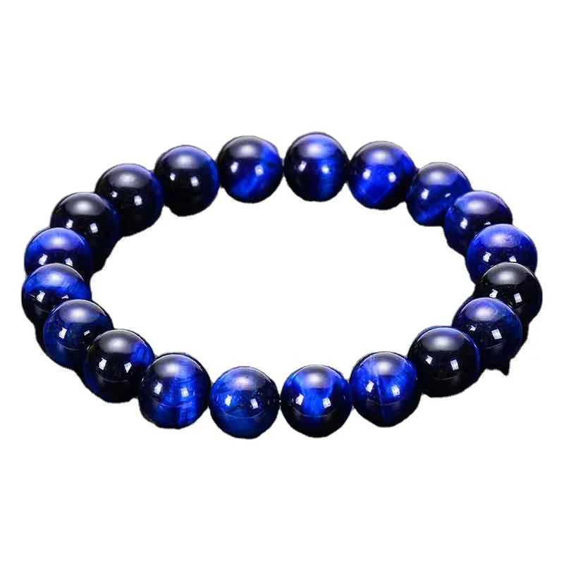 Unisex Natural Blue Tiger Eye Beaded Bracelet 6/8/10MM DIY Hand Jewelry Wholesale Hawkeye Cat's Eye Bracelet for Gift