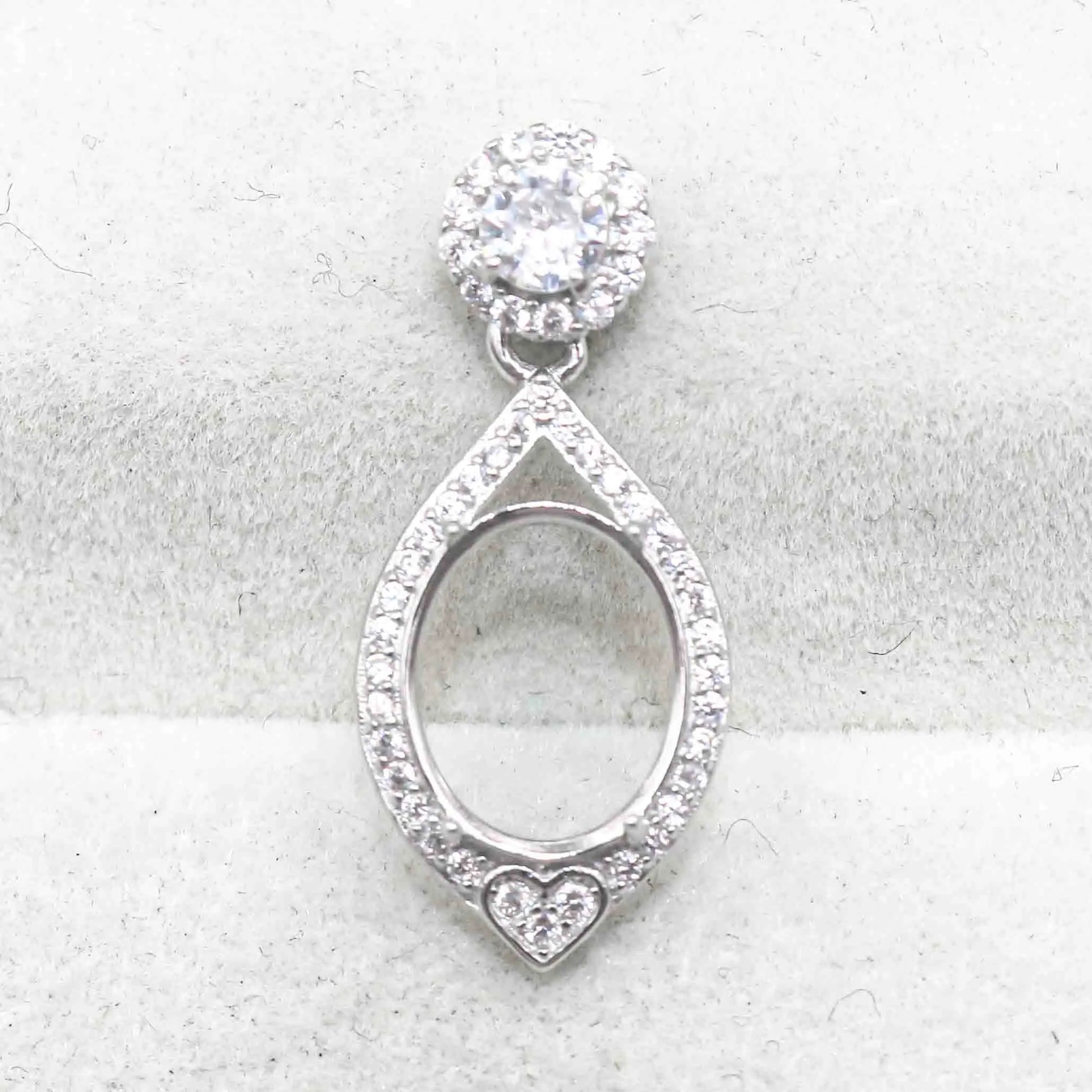 Sterling Silver 9*11mm Semi Mount Pendant Empty Frame Blank Support Setting S925 Base Holder Without Center Stone for DIY Inl