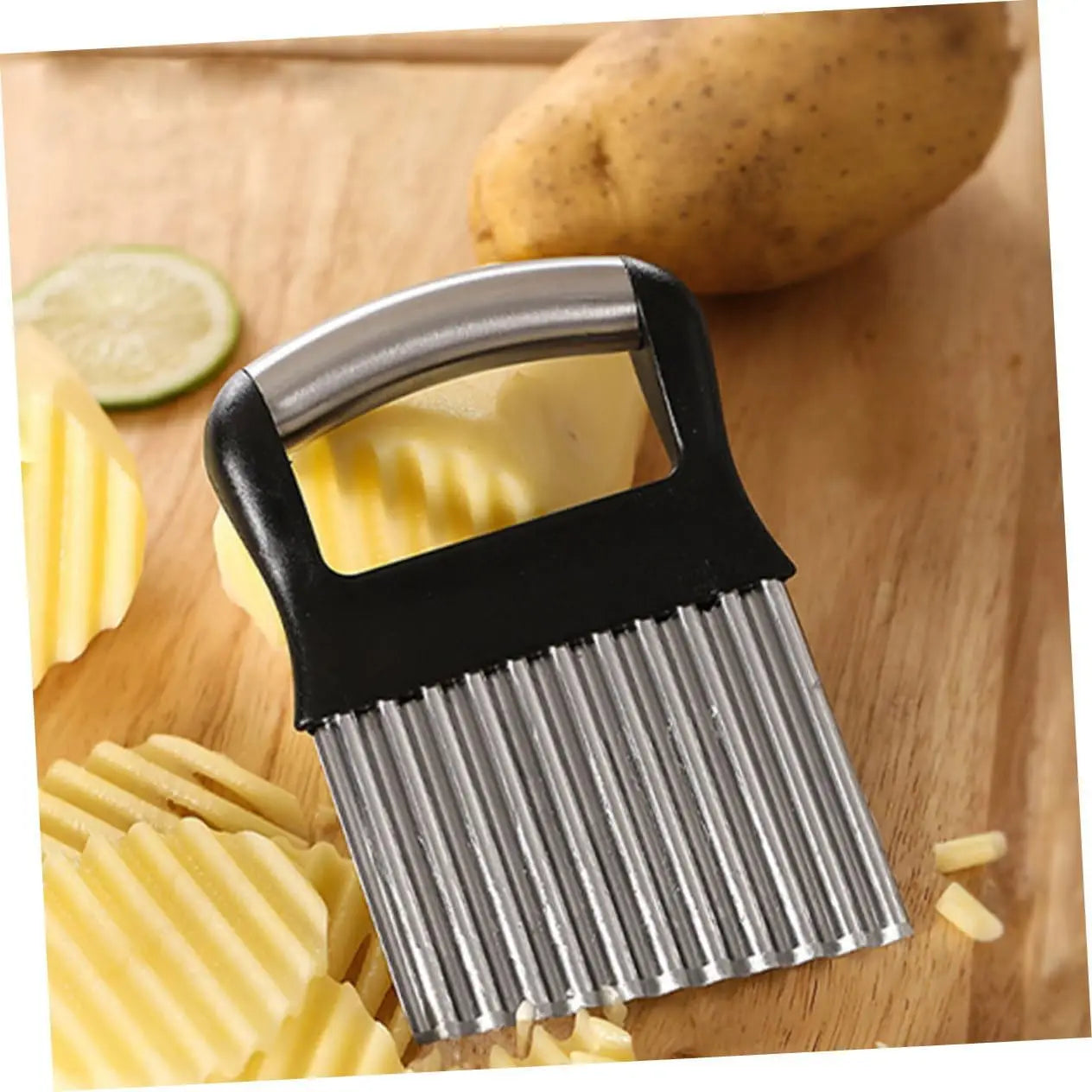 Multi-Function Stainless Steel Crinkle Cutter Wavy Potato Slicer French Fry Vegetable Cutter for Kitchen Use