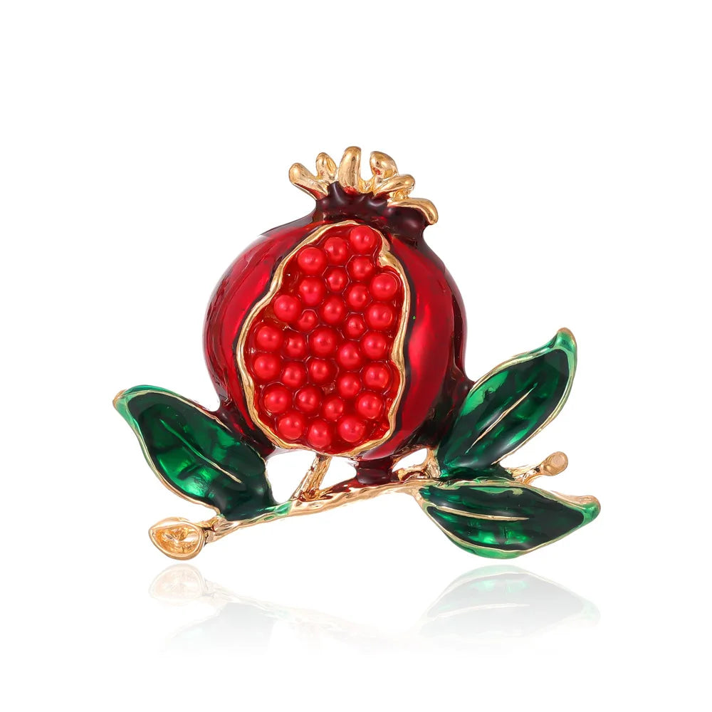 DRAL1129 Korean Version of Fashionable and Minimalist Alloy Drop Oil Pomegranate Brooch Niche Fruit and Plant Brooch Accessor