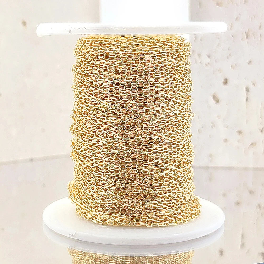Genuine 9 Karat Gold  Pure Gold Cable Chain in Roll for Permanent Jewelry Making