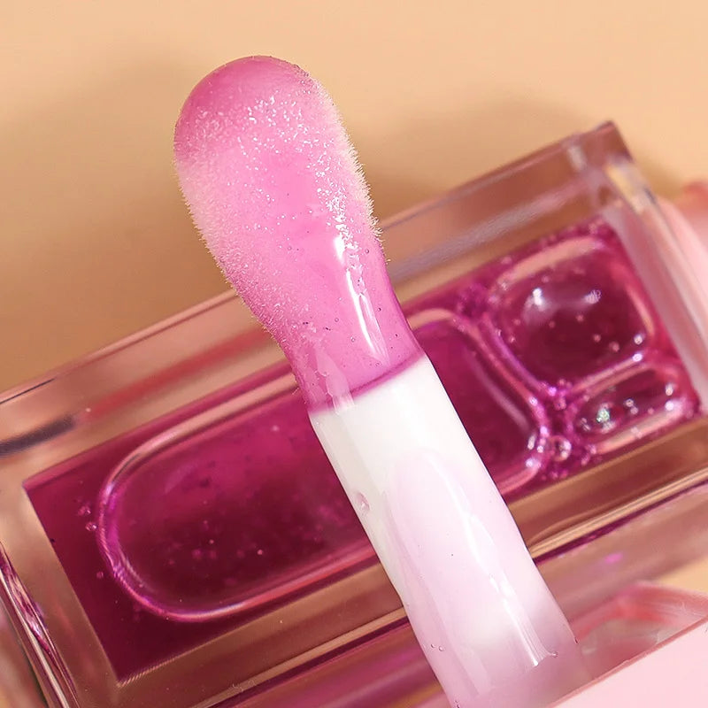 All Clear Crystal Square Big Doe Foot Lipgloss Container Thick Bottle Transparent Lip Gloss Tubes With Big Brush Wand Lip Oil