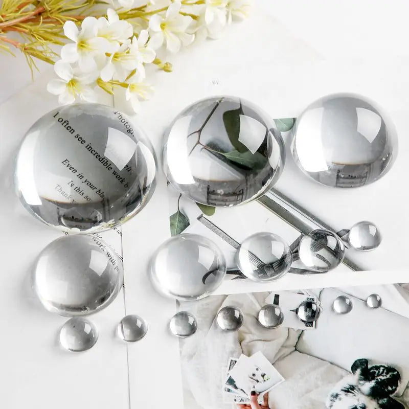 25mm 30mm Blank Round Clear Transparent Glass Crystal Crafts Dome Paperweight Optical Half Crystal Ball for Table Magnifying