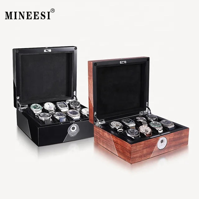 MINEESI High-Grade MDF Pear Flower Watch Storage Box Suede Lining Shock Resistant Water Resistant Recycled Materials Watch Ca