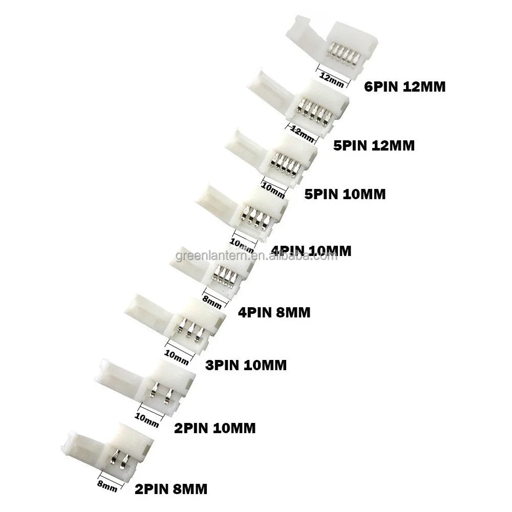 LED Connector 2Pin 3Pin 4Pin 5Pin 6Pin Solderless Straight for 8mm 10mm 12mm 5050 3528 WS2811 WS2812B 5630 5730 LED Strip Lig