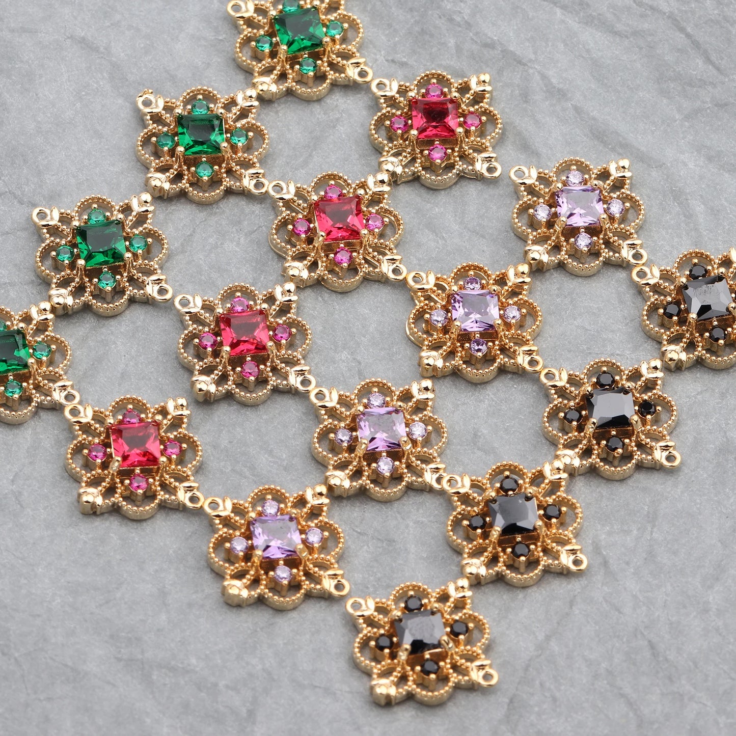 M588 6pcs/lot 18K Gold Plated Nickel Free Metal Jewelry Accessories-Zircon Pendants DIY Earrings Pass REACH for Jewelry Makin