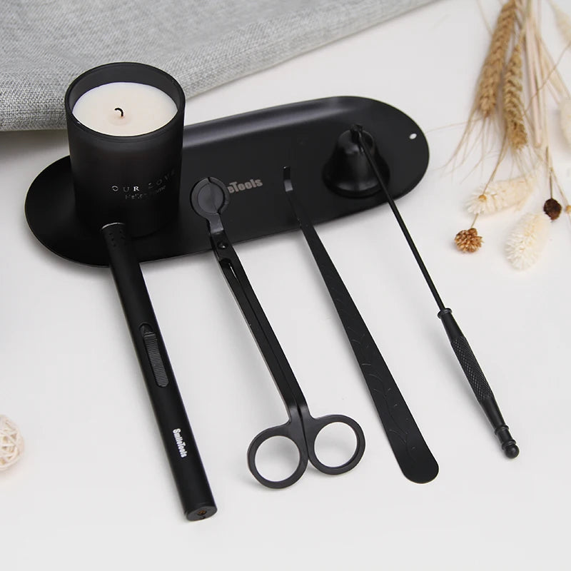 Customized Scissor Candle Wick Trimmer Dipper Candle Snuffer Candle Accessories Private Scissors Set With Lighter