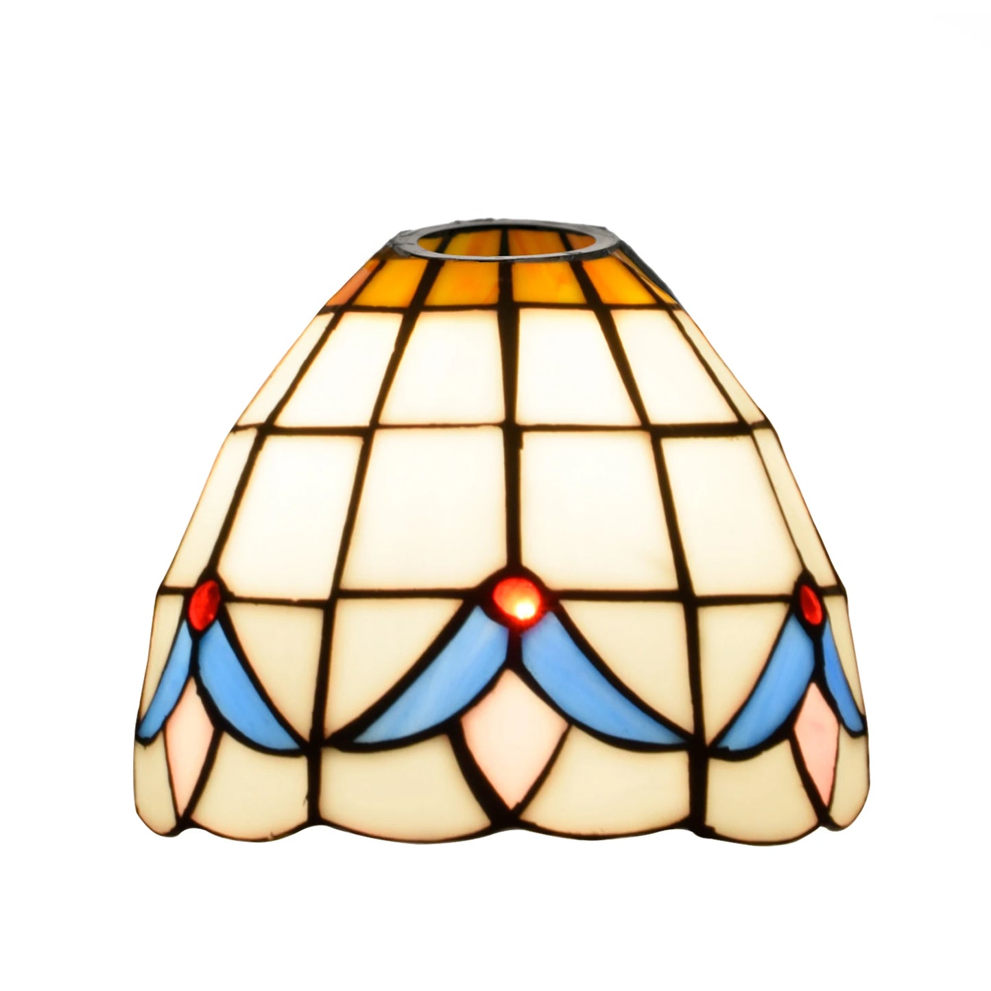 Tiffany Style White Orchid Stained Glass Chandelier and Wall Lamp Fan Shade Replacement Lamp Shade 6-Inches Diameter