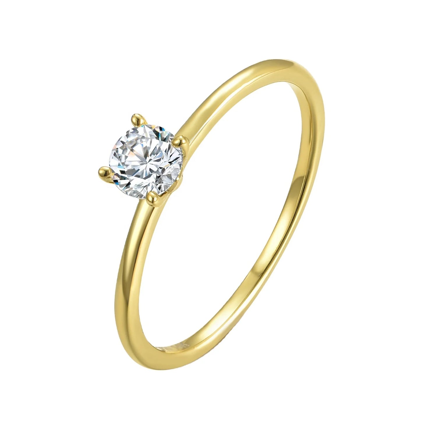Wholesale 14K Gold Filled Round Cubic Zirconia Solitaire Engagement Ring Dainty Wedding Party Jewelry Gift for Women