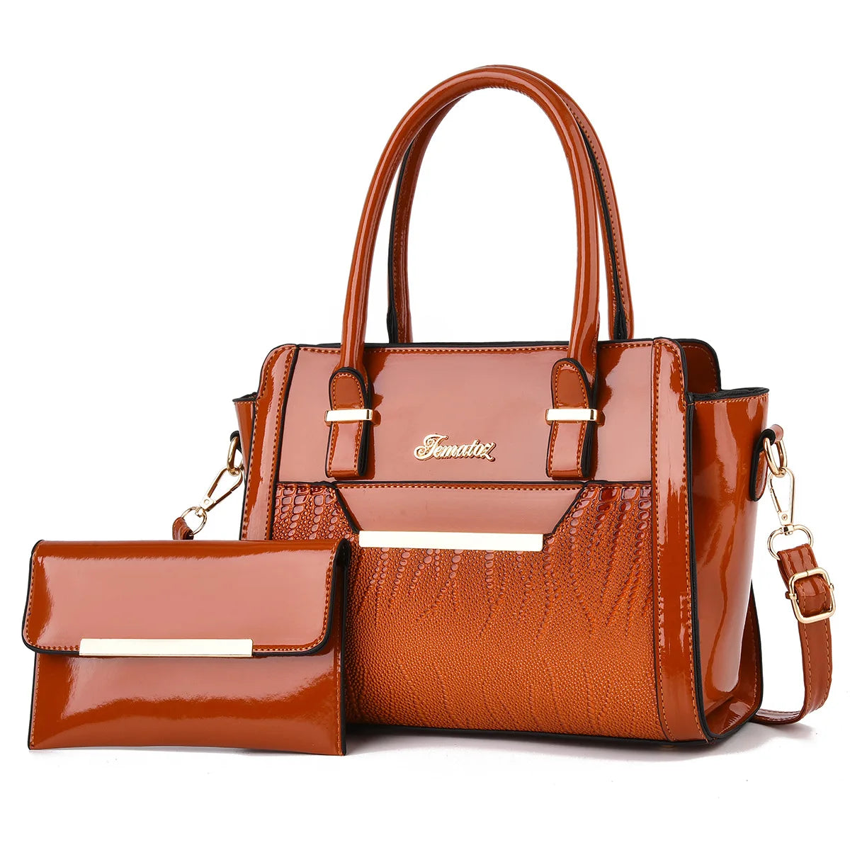 2024 New 2-piece Women's Premium Stone Pressed Crocodile Skin logo PU Tote Wholesale Leather Women's Shoulder Tote Bag