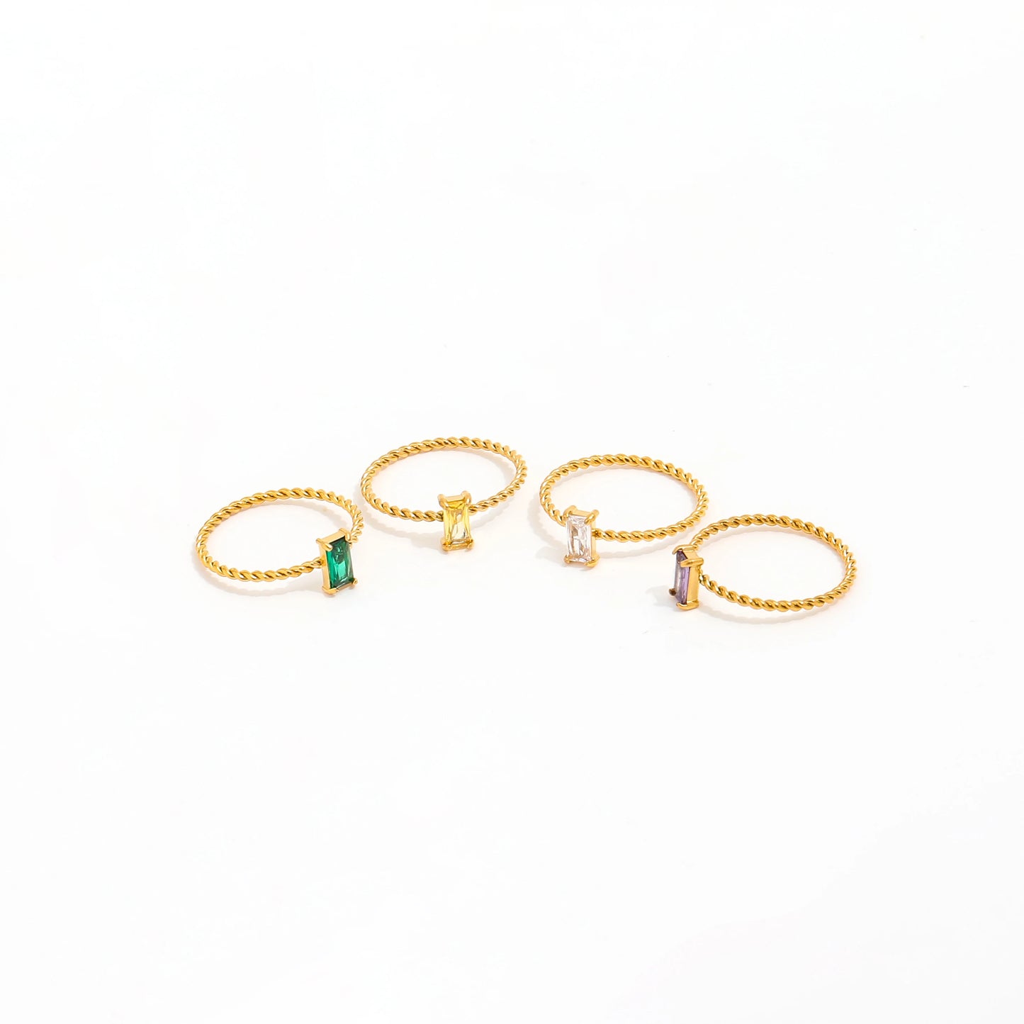 Fenny  18K Gold Plated High End Summer Holiday Fashion Boho Colorful Zirconia Ring Stainless Steel Wholesale Jewelry