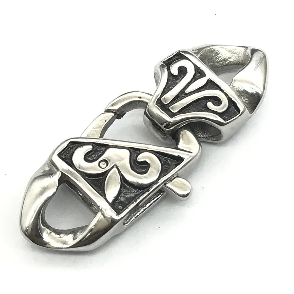 BXNK034 Custom Stainless Steel Men's Leather Bracelets with Carabiner Lock Folding Clasp for Jewelry in Stock