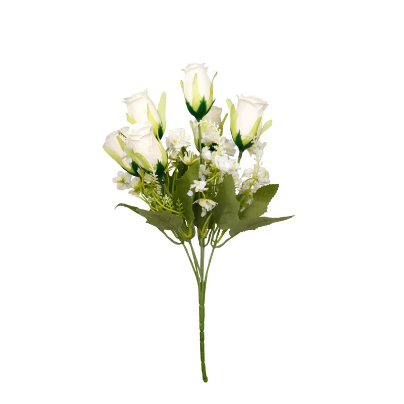 BH210429-4 Hot Sale Competitive Price 6 Heads Silk Rose Arrangements for Valentine's Day Single Stem Artificial Flower Bouque