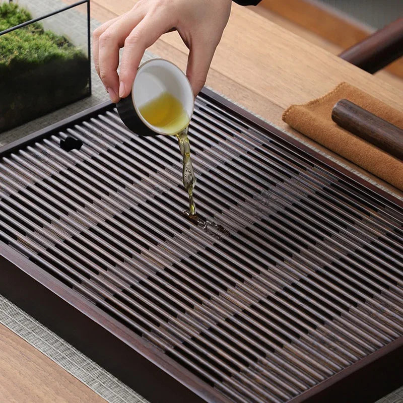 Bamboo New Home Tea Tray Kung Fu Tea Set Dry Bubble Tray Simple Rectangular Tea Table Can Water Tray Saucer
