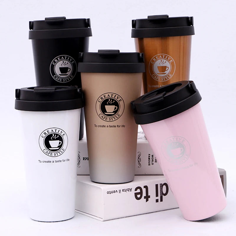 Factory Luxury 500ml Stainless Steel Coffee Mug with Handle Personalized Gold Vacuum Flask Thermos for Business Gift