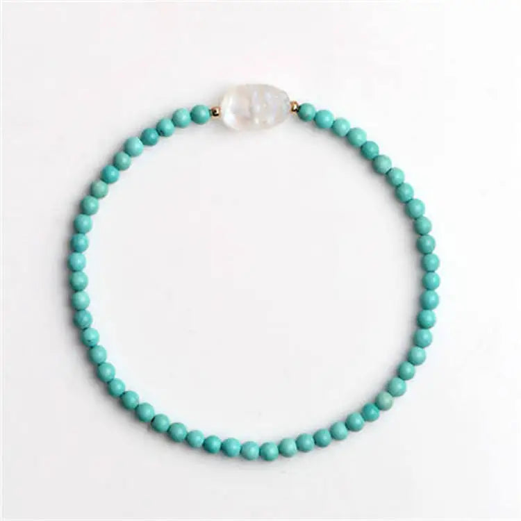 Turquoise High Hand Wearing Bohemian Jewelry Bracelet Simple Women's Bracelet Jewelry Moonstone Pixiu Turquoise Bracelet