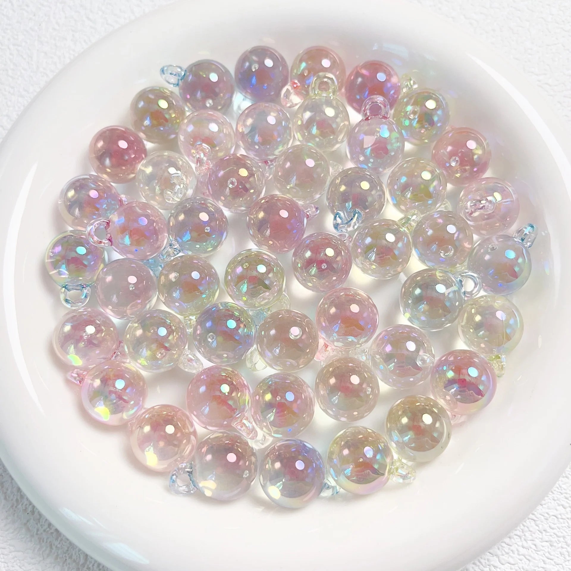 UV Plated Transparent Starry Night Light Card 14 Hanging Hole Beads Handmade Beaded DIY Jewelry Accessories Bead Materials