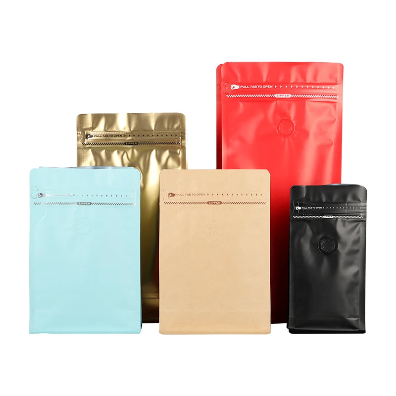 Eight-Seal Side Flat Bottom Zipper Coffee Tea Packing Bags Fast Factory Delivery Aseptic Feature for Coffee Packaging