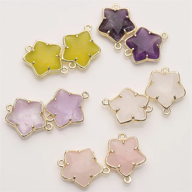 Natural Amethyst Crystal Quartz Natural Flower Shape Gemstone Connector  for Bracelet Making