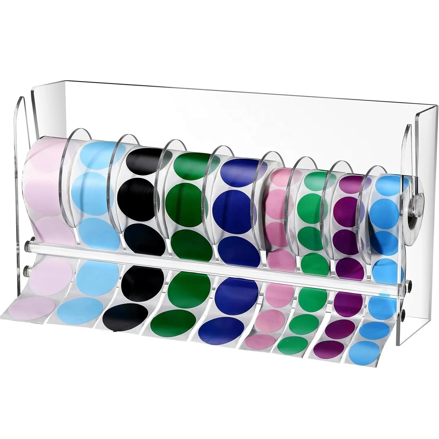Acrylic Sticker Dispenser Adjustable Label Roll Holder Sticker Holder Organizer Stand for Holding Sticker Label Office and Ho