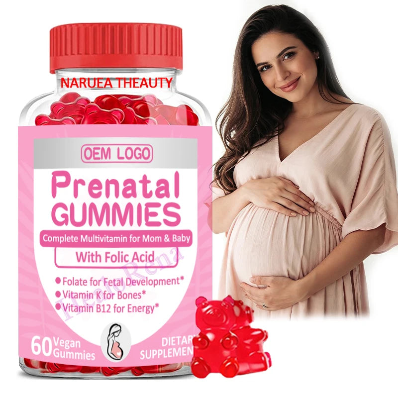 Prenatal Supplements Aid Ovulation Maca Ashwagandha Folate Folic Acid Gummies for Support Women Fertility
