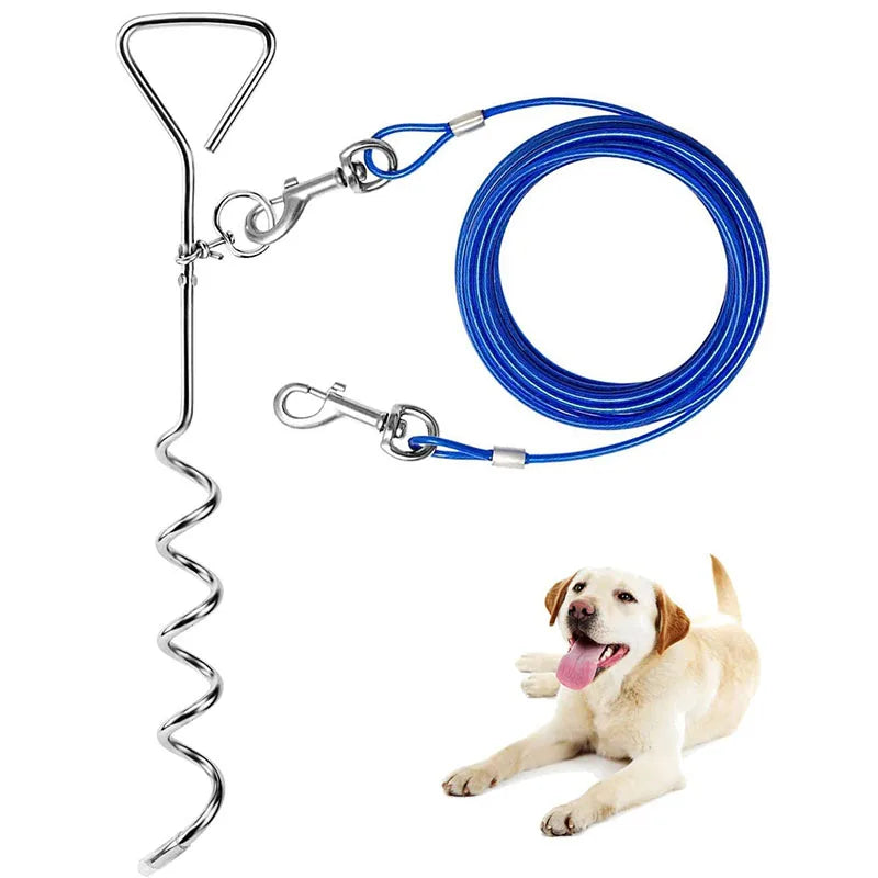 Pet Products Chrome Dog StakeSteel Spiral Tie Out Leash Stake for DogsDog Anchor for Play Ground Garden Home Yard Park