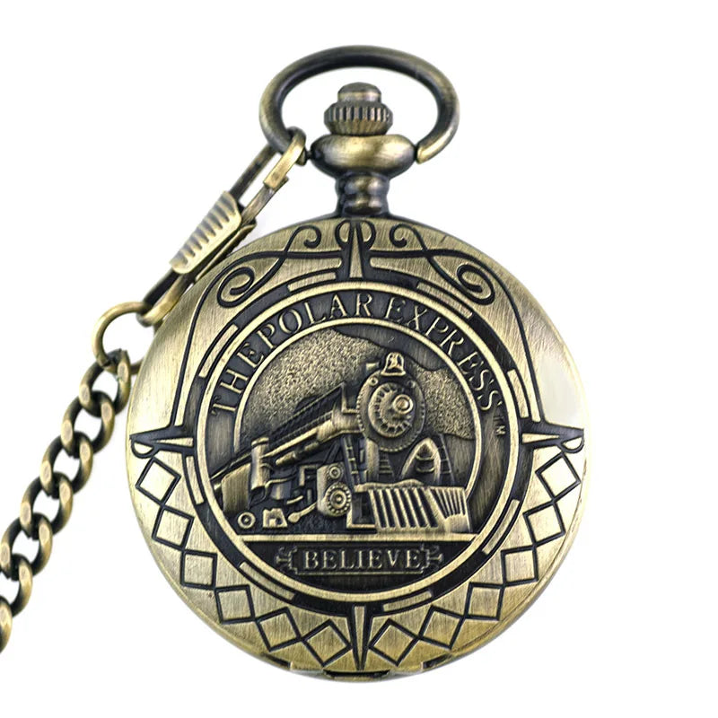 Train Black Roman Hollow Watch Manual Mechanical Pocket Watches