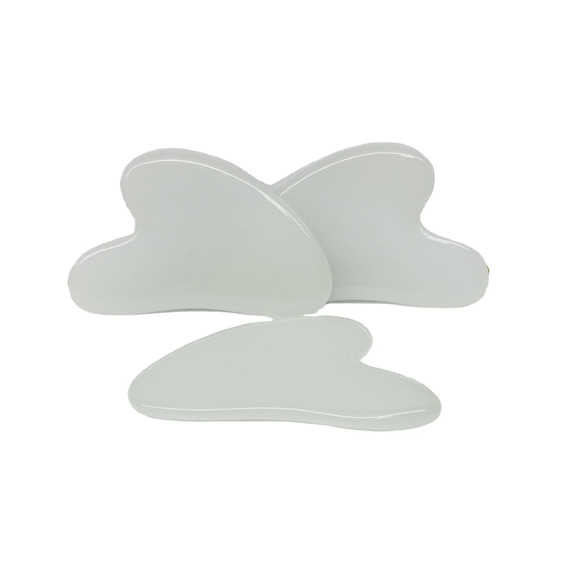 DIY Wholesale Natural Crystal Massage Tools Custom Face Massager Write Jade Gua Sha Stone Heart Shape