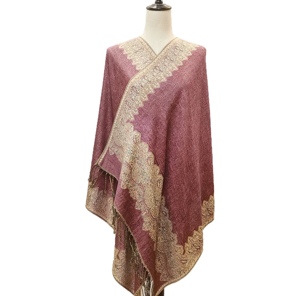 Wholesale New Fashion Four Seasons With Jacquard Polyester Chiffon Muslim Cashew Fringed Scarf Long Scarf