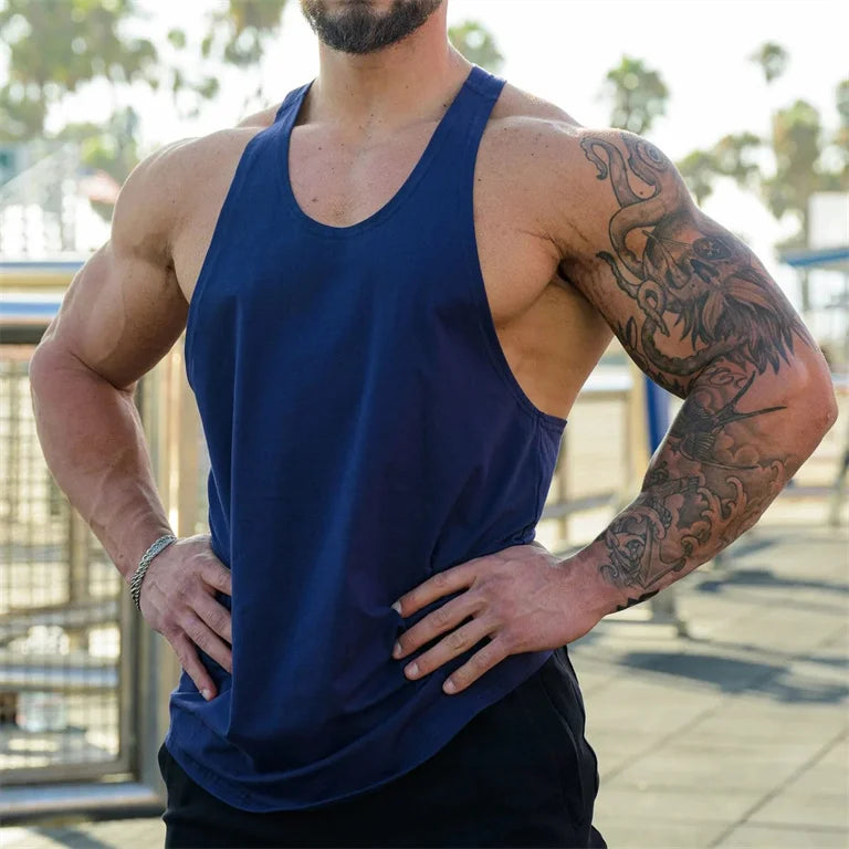 OEM Y-Back Sleeveless Muscle Fitness Bodybuilding Tank Shirts Custom Gym Workout Shirt Men's Tank Tops