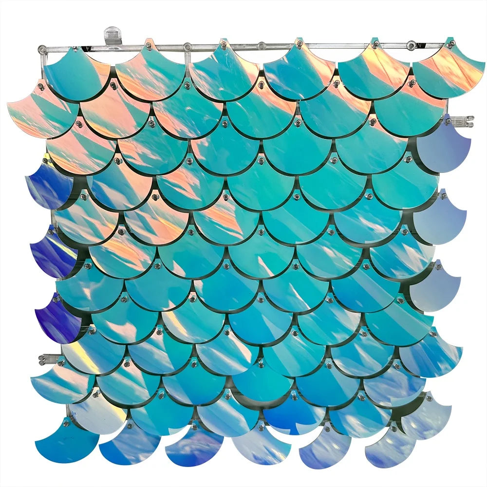 2026 Wholesale Interlock Iridescent Blue Shimmer Wall for Party