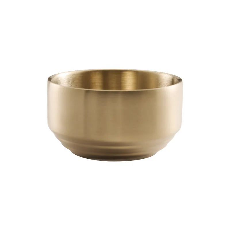 Double Walled Metal Soup Bowl Food Grade Stainless Steel 304 Kitchen Kimchi Bowl Korean Rice Bowl With Lid