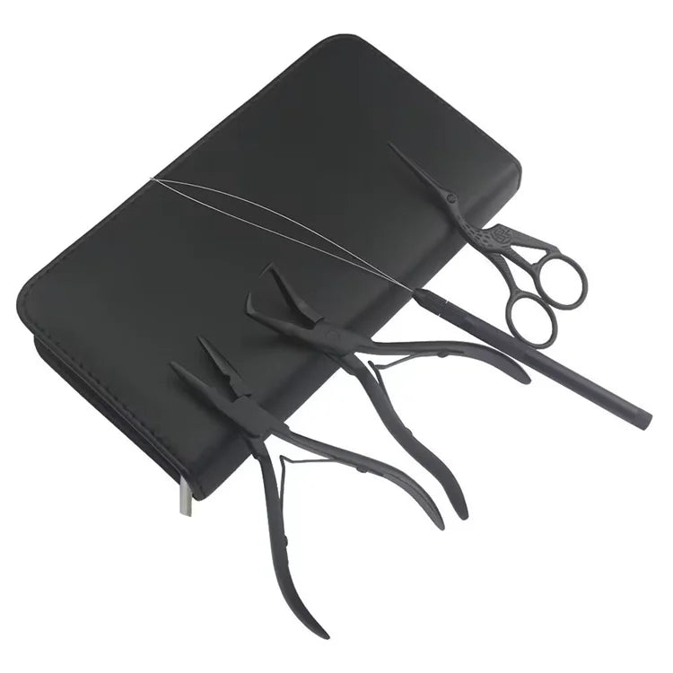 Harmony Hair Salon Kit Black Hair Extension Tools With Micro Rings Beads Opener Closer Pliers Loop and Crane Scissors 1 Piece