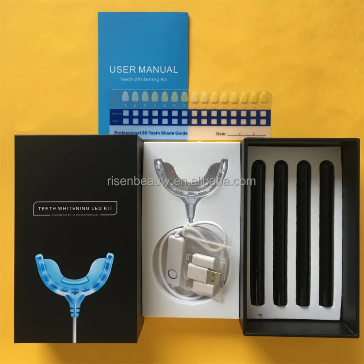 At Home Personal Oral Care with Led Light UV USB OEM ODM Brand logo Private Label Wholesale Price Teeth Whitening Kit with Sa