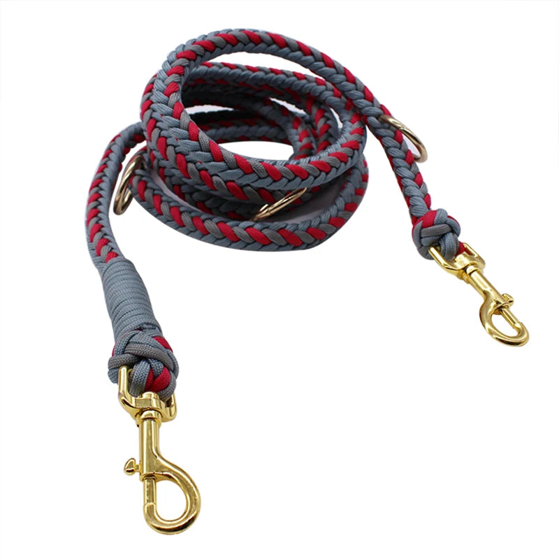 2-Way Adjustable Climbing Shoulder Dog Leash Rope Personalized Polyester Slip Lead Hands-Free Training Paracord Zinc Alloy Sn