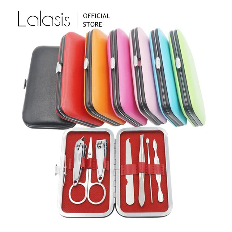 Lalasis Wholesale 7pcs Girls Manicure Pedicure Set Stainless Steel Nail Clippers Beauty Personal Nail Care Tool Kits Travel c