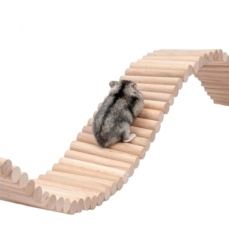 Hamster Climbing Ladder Wooden Suspension Bridge for Guinea Pigs Rats Hedgehog Gerbils Mouse Sugar Glider and Small Animals