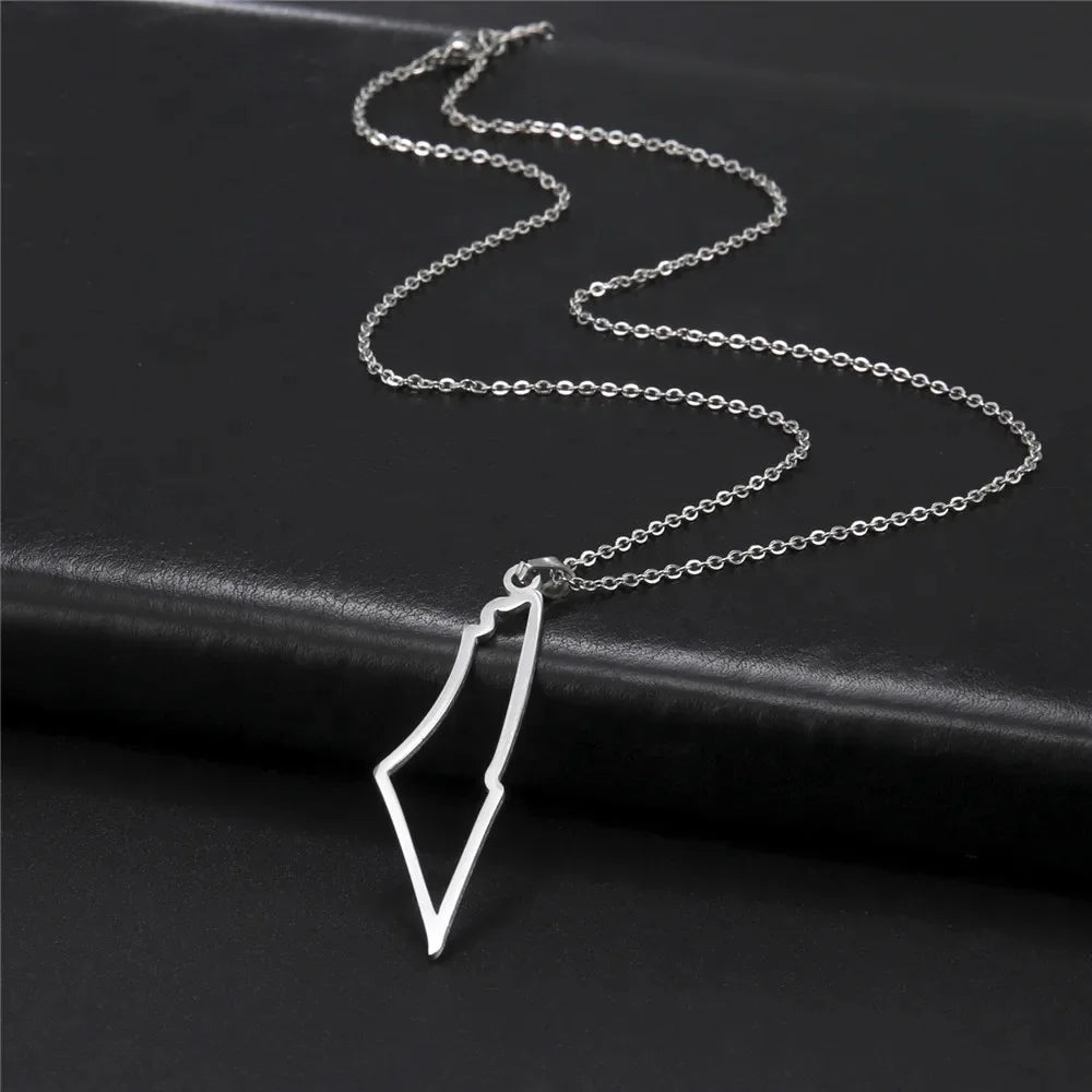 Palestine Pendant Necklace for Women Stainless Steel Country Geography Chain Necklace Jewelry Gift Wholesale