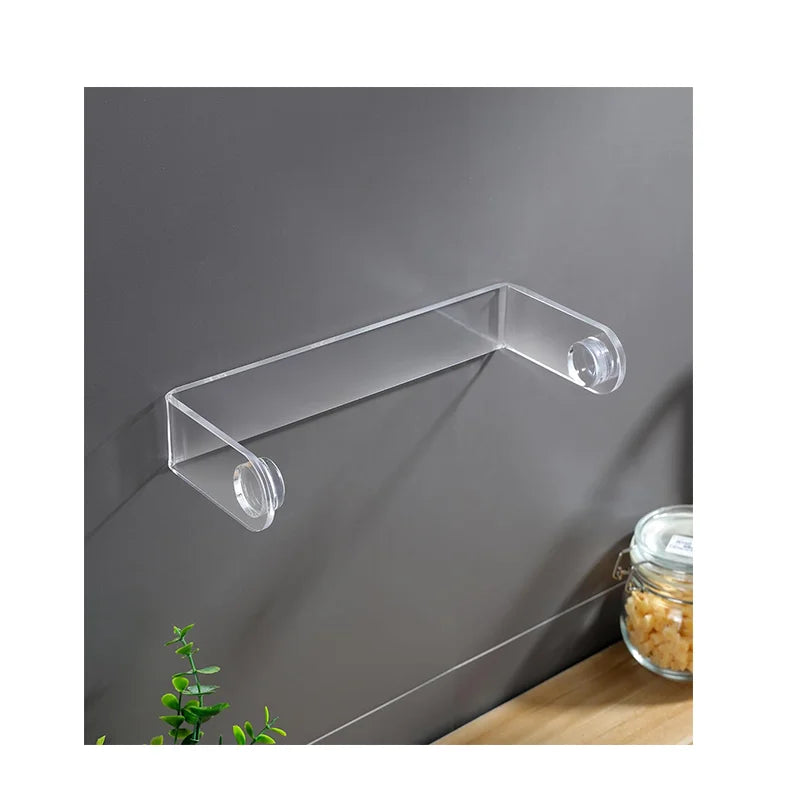 Acrylic Adhesive Paper Towel Holder Clear Plastic Wall Mounted Kitchen Rack Frees Counter Space-for Paper Towel Display Racks