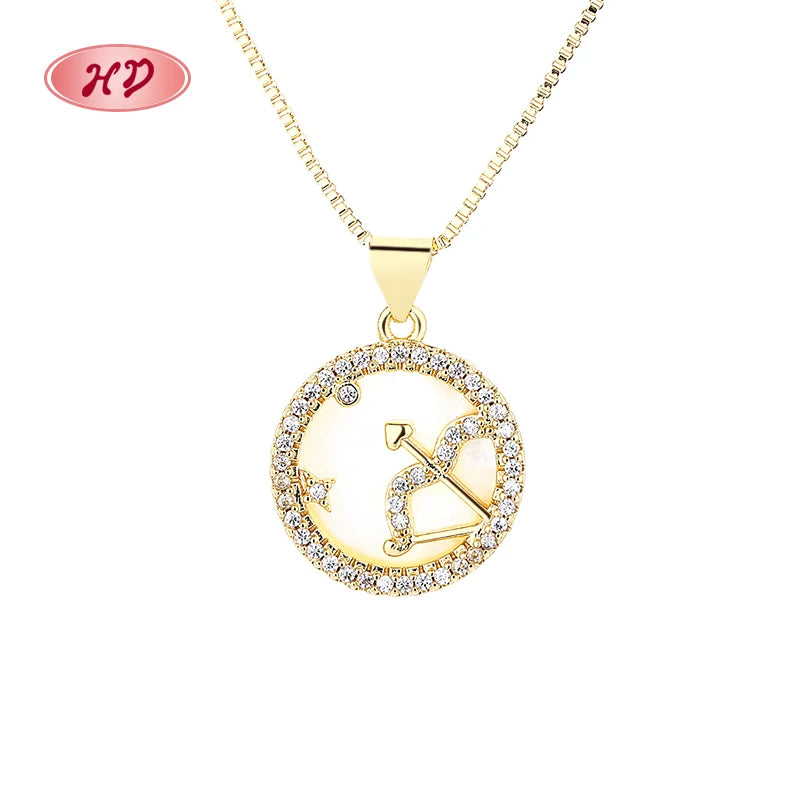 Fashion 3A Cubic Zirconia 18K Gold Platedd Cupid'S Arrow Pendants Zircon Handmade Necklace for Women Jewelry