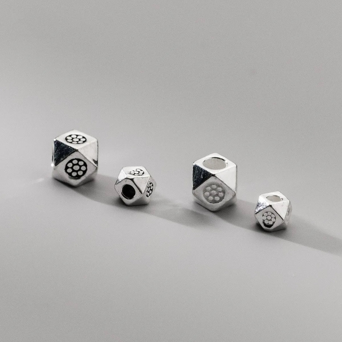 S925 Sterling Silver Retro Geometric Spacer Beads Handmade DIY Jewelry Accessories Braided Bead Rope Beads for Jewelry Making